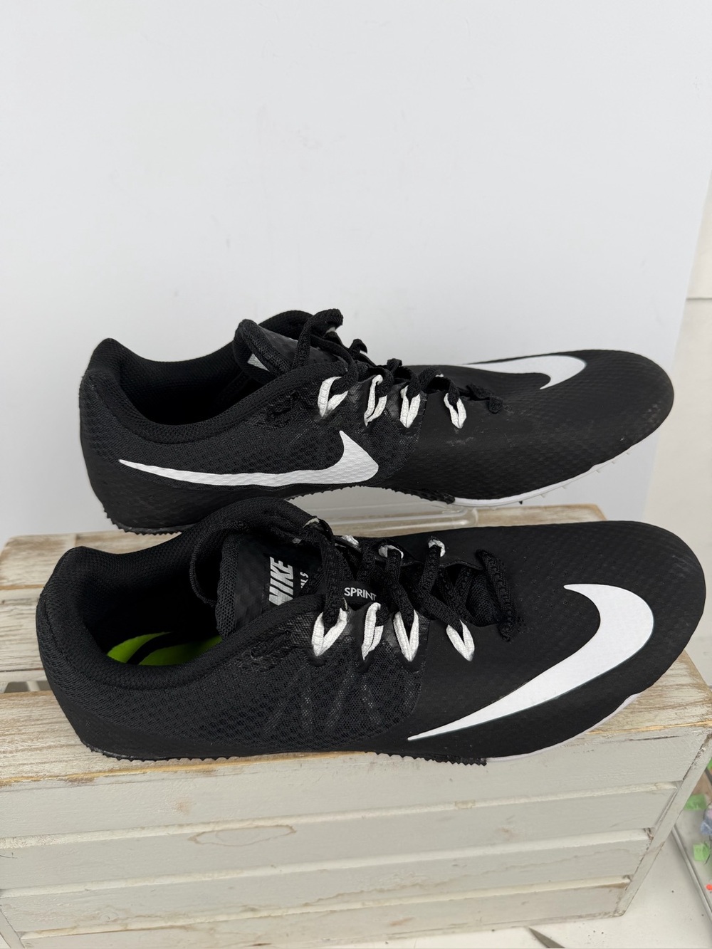 Nike Zoom Rival S track spikes shoes black mesh upper  white swoosh logo size 11